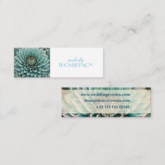 Blume Dahlia Aquamarines Aqua Ticino Mini Visitenkarte (Vorne/Hinten)
