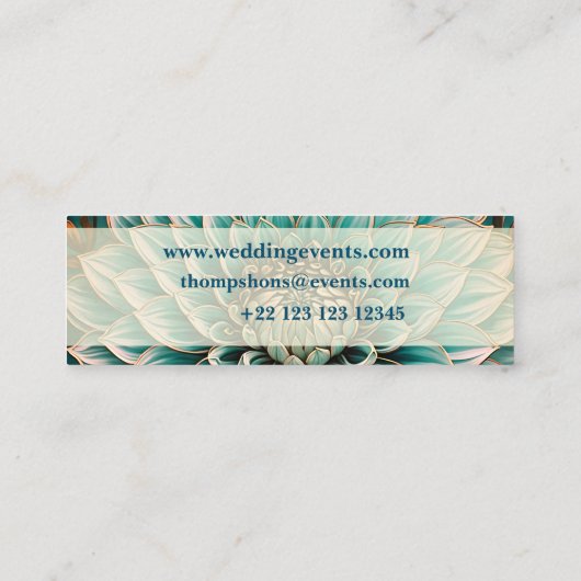 Blume Dahlia Aquamarines Aqua Ticino Mini Visitenkarte (Rückseite)