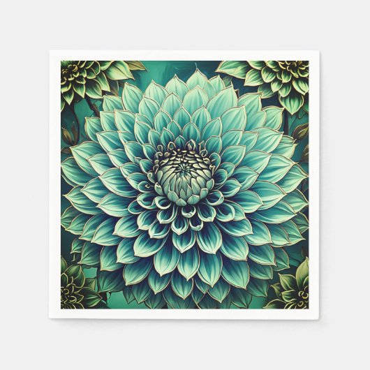 Blume Dahlia Aquamarines Aqua Ticino Serviette (Vorderseite)