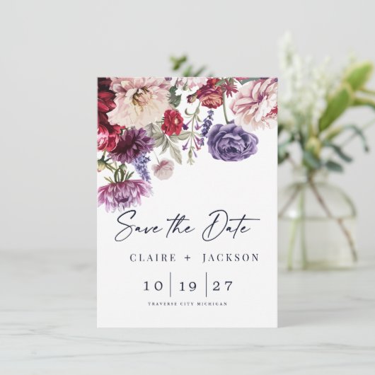 Blume Dahlia Bunch Save the Date (Stehend Vorderseite)