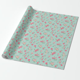 Blume Dainty Pink Aquamarin Geschenkpapier