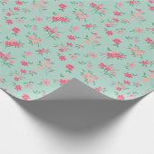 Blume Dainty Pink Aquamarin Geschenkpapier (Ecke)