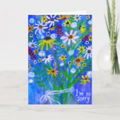 Blume Daisies Bouquet CONDOLENCES blau lila Karte (Vorderseite)