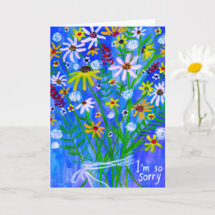 Blume Daisies Bouquet CONDOLENCES blau lila Karte