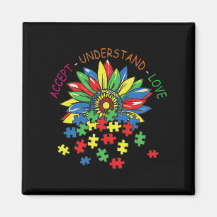 Blume Daisy akzeptieren Liebe Autismus Awarene Magnet