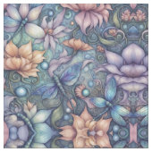 Blume Damask Blue Gold Design Stoff (Nahaufnahme)