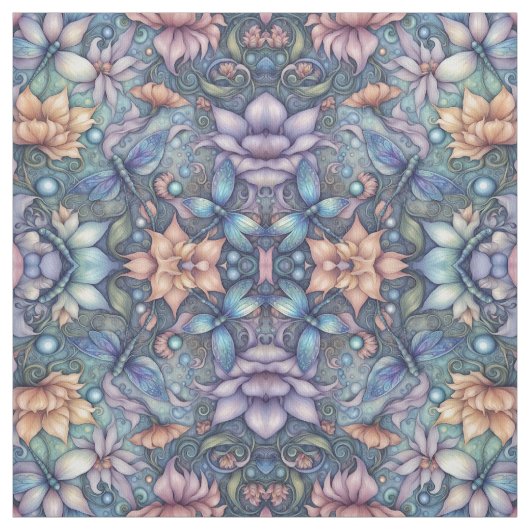 Blume Damask Blue Gold Design Stoff (Muster)