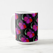 "Blume Dance on Black Tiled" Abstrakte Design-Tass Kaffeetasse (Vorderseite Links)
