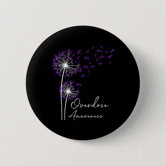 Blume Dandelion Faith Hope Liebe Lila Überdosierun Button (Vorderseite)