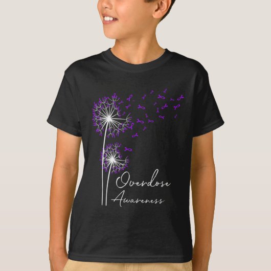 Blume Dandelion Faith Hope Liebe Lila Überdosierun T-Shirt (Vorderseite)