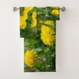 Blume Dandelion Gelb grün Badhandtuch Set