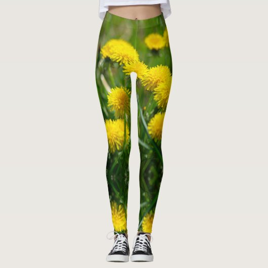 Blume Dandelion Gelb grün Leggings (Vorderseite)