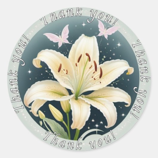 Blume "Danke"-Aufkleber Runder Aufkleber (Vorderseite)