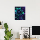 BLUME DARK AQUAMARIN LILA ART POSTER (Heimbüro)