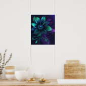 BLUME DARK AQUAMARIN LILA ART POSTER (Küche)