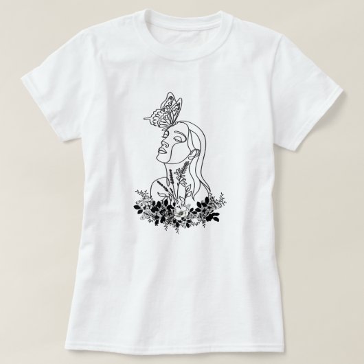 Blume Dark Butterfly Face Portrait Art T-Shirt (Design vorne)