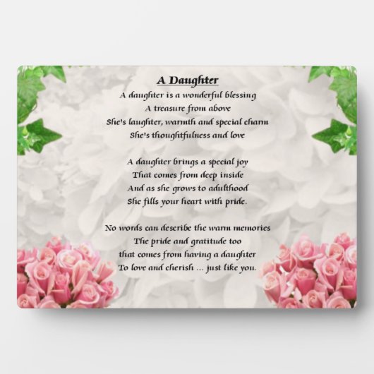 Blume - Daughter Poem Plaque Fotoplatte (Vorderseite)