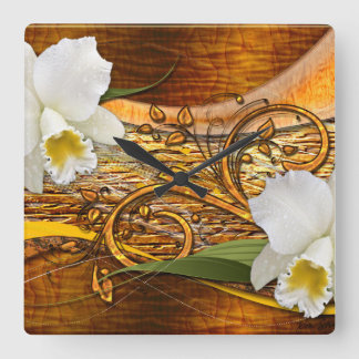 Blume Decor 3 Wandleuchten und Zahlenoptionen Quadratische Wanduhr