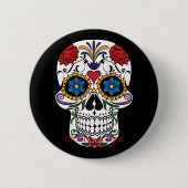 Blume Decorated Human Skull Art Thunder_Cove Button (Vorderseite)