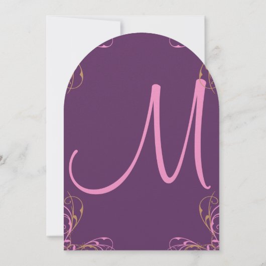 Blume Deep Grape Coral Lilac Einladung Hochzeit (Rückseite)