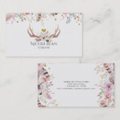 Blume & Deer Antlers Boho Chic Glam Visitenkarte (Vorne/Hinten)