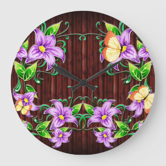 Blume Dekor 5 Wandleuchten und Zahlenoptionen Große Wanduhr