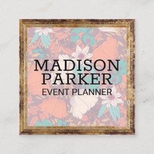 Blume Dekorationsmuster Antike Rahmen Quadratische Visitenkarte