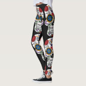 Blume dekoriert menschliche Schädel Thunder_Cove S Leggings (Links)