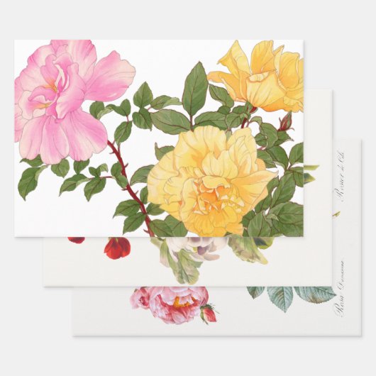 Blume Dekoupage Trio Set Illustrationen Geschenkpapier Set (Set)