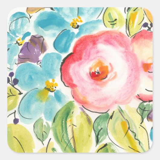 Blume Delight II Quadratischer Aufkleber (Vorderseite)