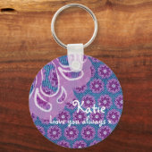 Blume & Denim lila Sake-Liebe Sie Schlüsselanhänge Schlüsselanhänger (Vorderseite)