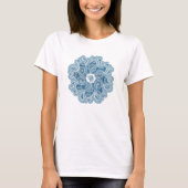 Blume & Denim verblasste Aqua-Designer T-Shirt (Vorderseite)