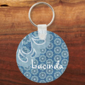 Blume & Denim verblasste Aqua Name Schlüsselanhäng Schlüsselanhänger (Vorderseite)