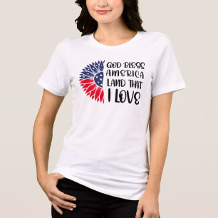 Blume der amerikanischen Flagge mit dem Segen des  Tri-Blend Shirt