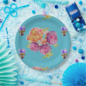 Blume der aquamarinen Rose Musterpapierplatte Part Pappteller (Party)