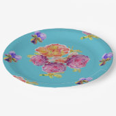 Blume der aquamarinen Rose Musterpapierplatte Part Pappteller (Schrägansicht)