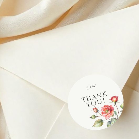 Blume der Aquarellfarben-Rose Runder Aufkleber