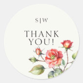 Blume der Aquarellfarben-Rose Runder Aufkleber (Vorderseite)