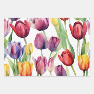 Blume der Aquarellfärbung Geschenkpapier Set