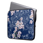 Blume der Aquarellfärbung mit Zweiglinie Laptopschutzhülle (Vorderseite Links)