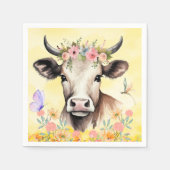 Blume der Aquarellkuh in einem Wiesenpapier Serviette (Vorderseite)