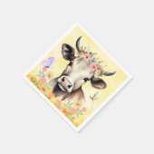 Blume der Aquarellkuh in einem Wiesenpapier Serviette (Ecke)