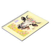 Blume der Aquarellkühe auf einer Wiese Notizblock (Linke Seite)