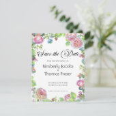 Blume der Aquarellröte Save the Date (Stehend Vorderseite)