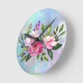 Blume der Aquarellwand Runde Wanduhr (Winkel)