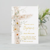 Blume der Aquarellwiese überqueren Taufe Folieneinladung (Stehend vorne)