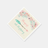 Blume der Arrow-Wasserfarben-Federn Rosa Pfirsichm Serviette (Ecke)