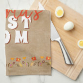 Blume der besten Mama der Welt in rustikaler Beige Geschirrtuch (Viertel Falte)