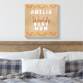 Blume der besten Mama der Welt in rustikaler Beige Leinwanddruck (Insitu (Schlafzimmer))