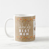 Blume der besten Mama der Welt Rustikales Foto Kaffeetasse (Links)